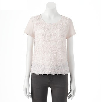 LC Lauren Conrad Floral Mixed-Media Top - Women's | Kohl's