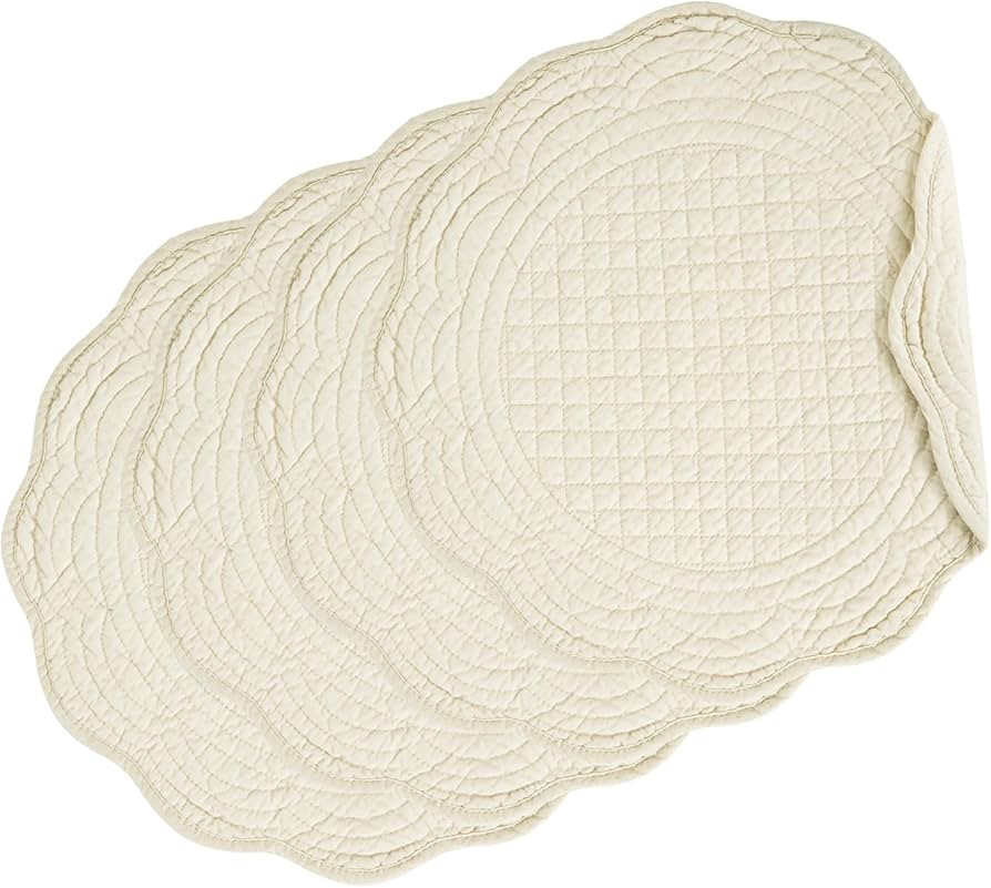 HOMBYS Quilted Placemats Set of 4 Washable Round Placemats for Kitchen Table-100% Cotton Fabric R... | Amazon (US)