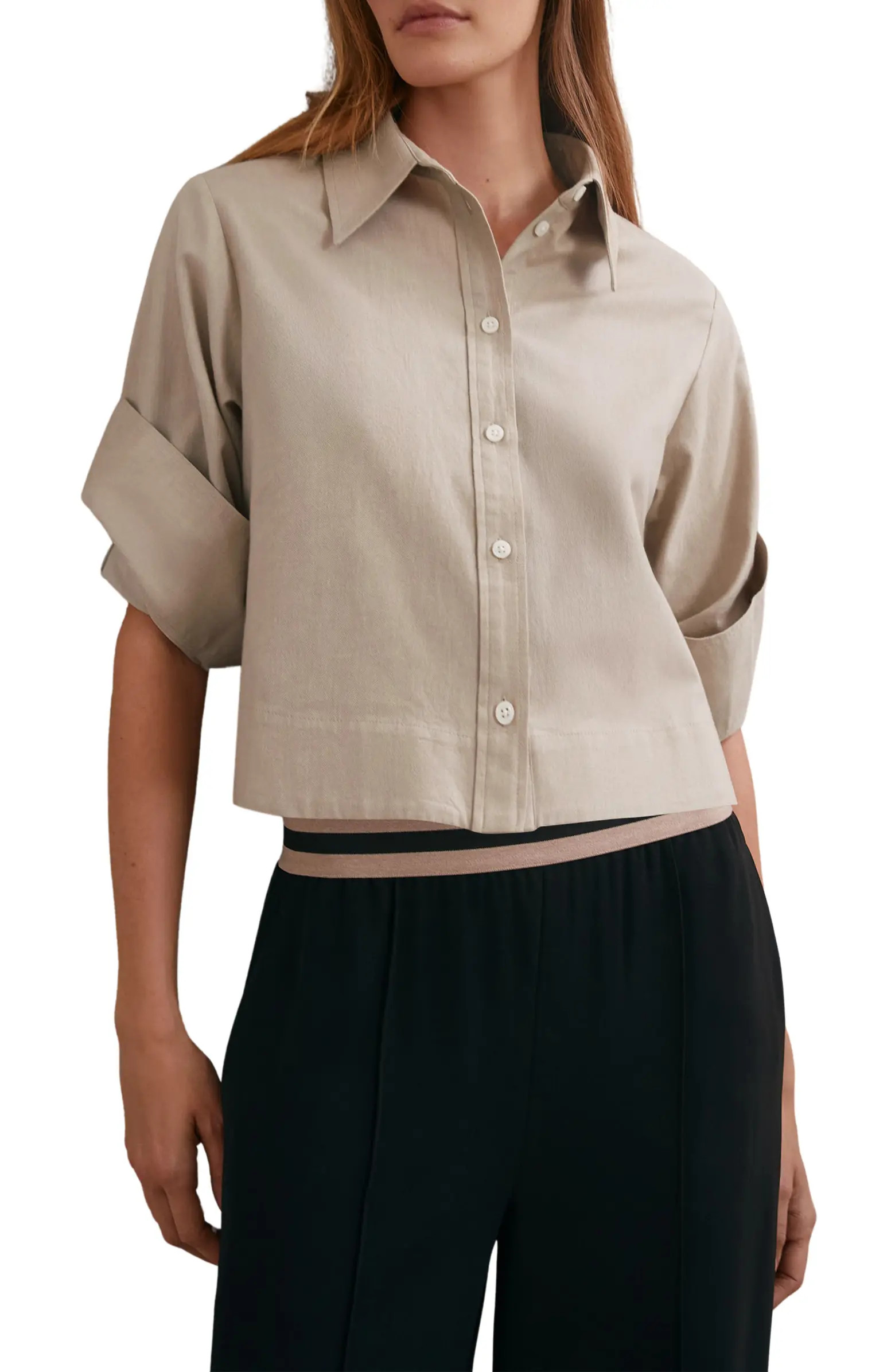 Caylan Crop Button-Up Shirt | Nordstrom