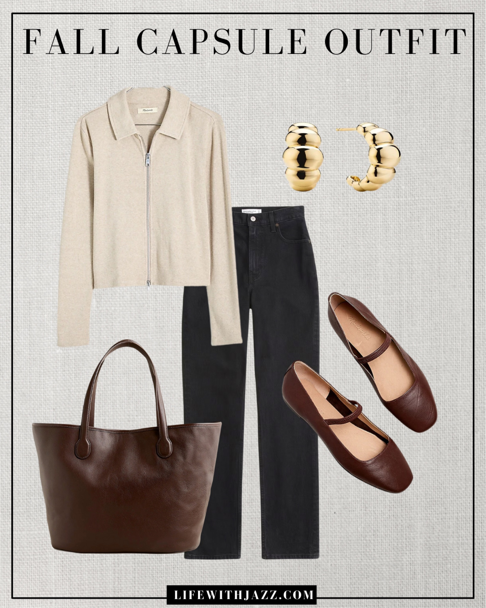 Fall capsule outfit 

You can shop this outfit at Madewell - 20% off $125+ or 30% off $200+ // use code HARVEST 

Beige cardigan / black ankle jeans / Greta ballet flats / chocolate brown leather tote bag / gold earrings / Madewell / fall style / fall fashion / fc24

#LTKStyleTip #LTKSeasonal