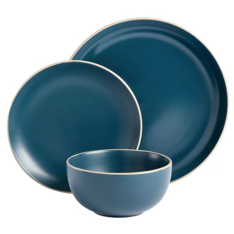 Better Homes & Gardens Zuri Matte Carbon Blue 12-Piece Dinnerware Set | Walmart (US)