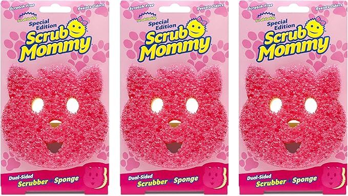 Scrub Daddy Dual-Sided Sponge and Scrubber - Scrub Mommy Cat Shape - Scratch Free, Odor Resistant... | Amazon (US)