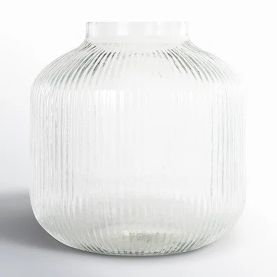 Birch Lane Perry Glass Short Round Ribbed Vase | Wayfair North America