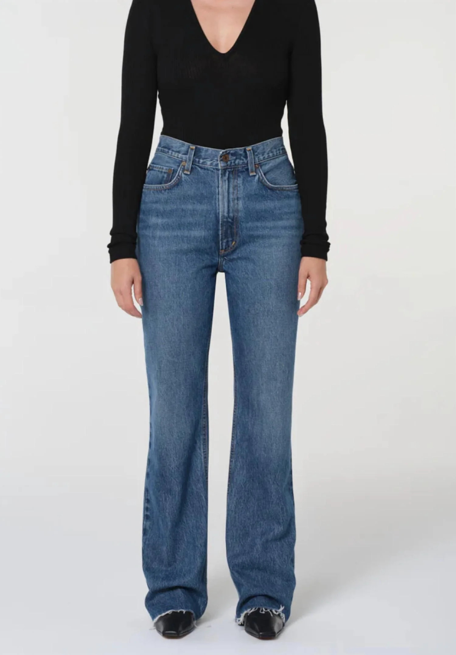Leena High Rise Subtle Flare Jeans In Placebo | Shop Simon