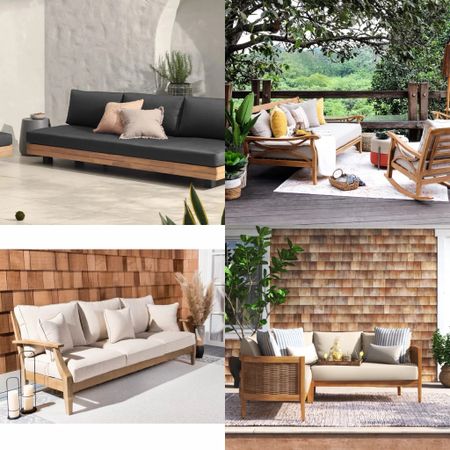 These wood framed outdoor sofas either plush seating will transform any backyard to a resort oasis. #outdoorsofas

#LTKSeasonal #LTKhome #LTKGiftGuide
