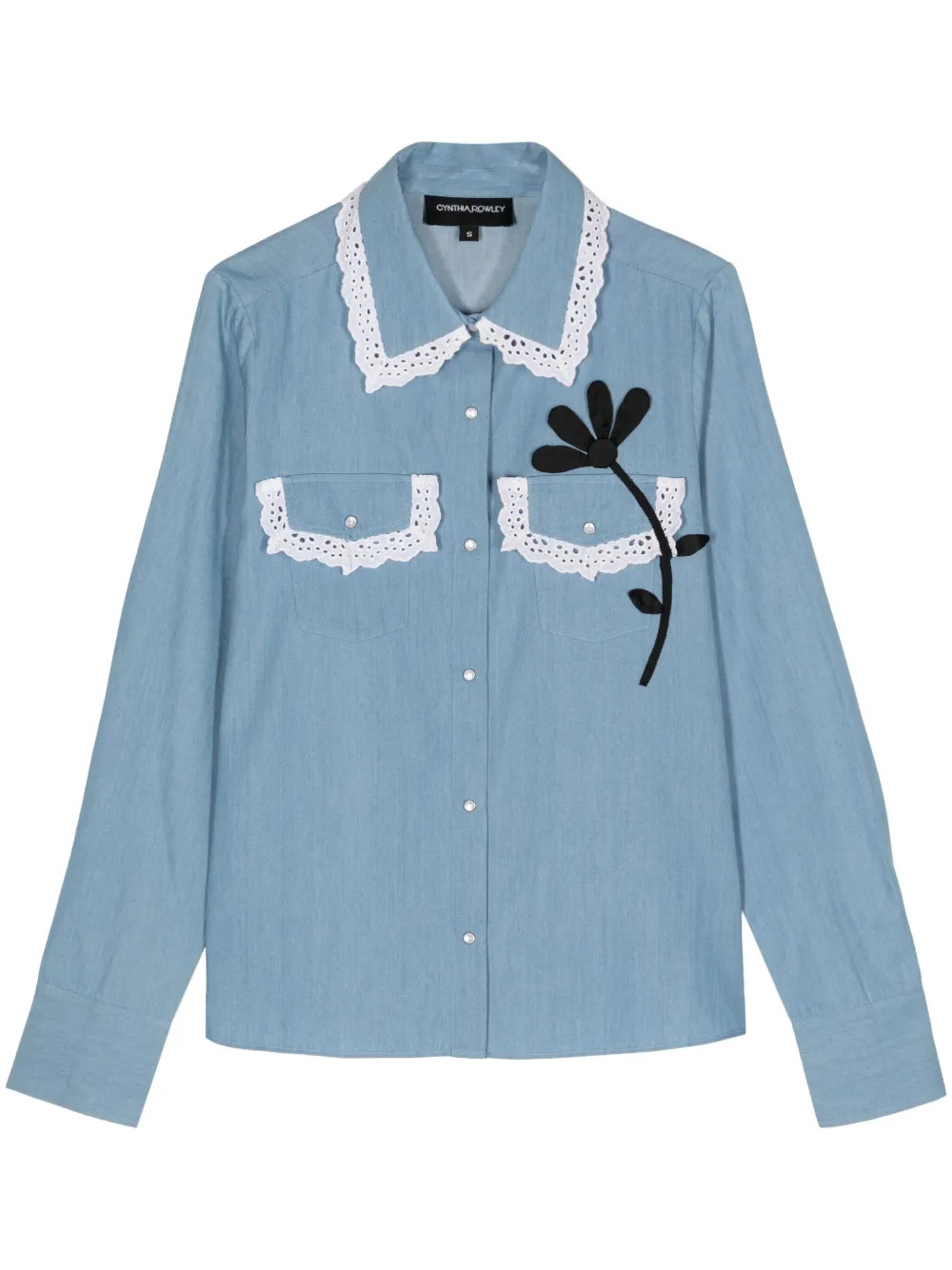 floral-appliqué cotton shirt | Farfetch Global