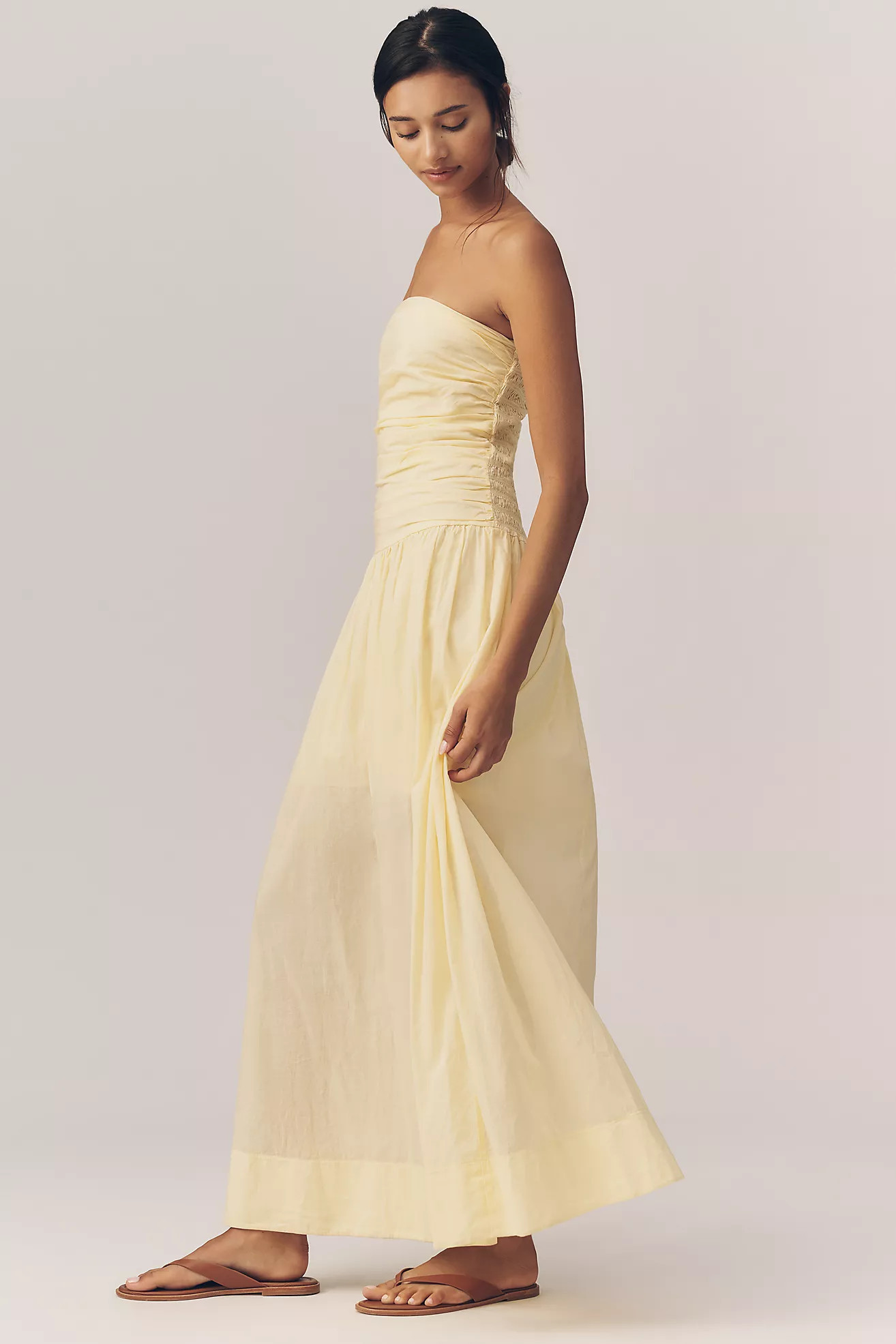 Sundry Voile Ruched Maxi Dress | Anthropologie (US)
