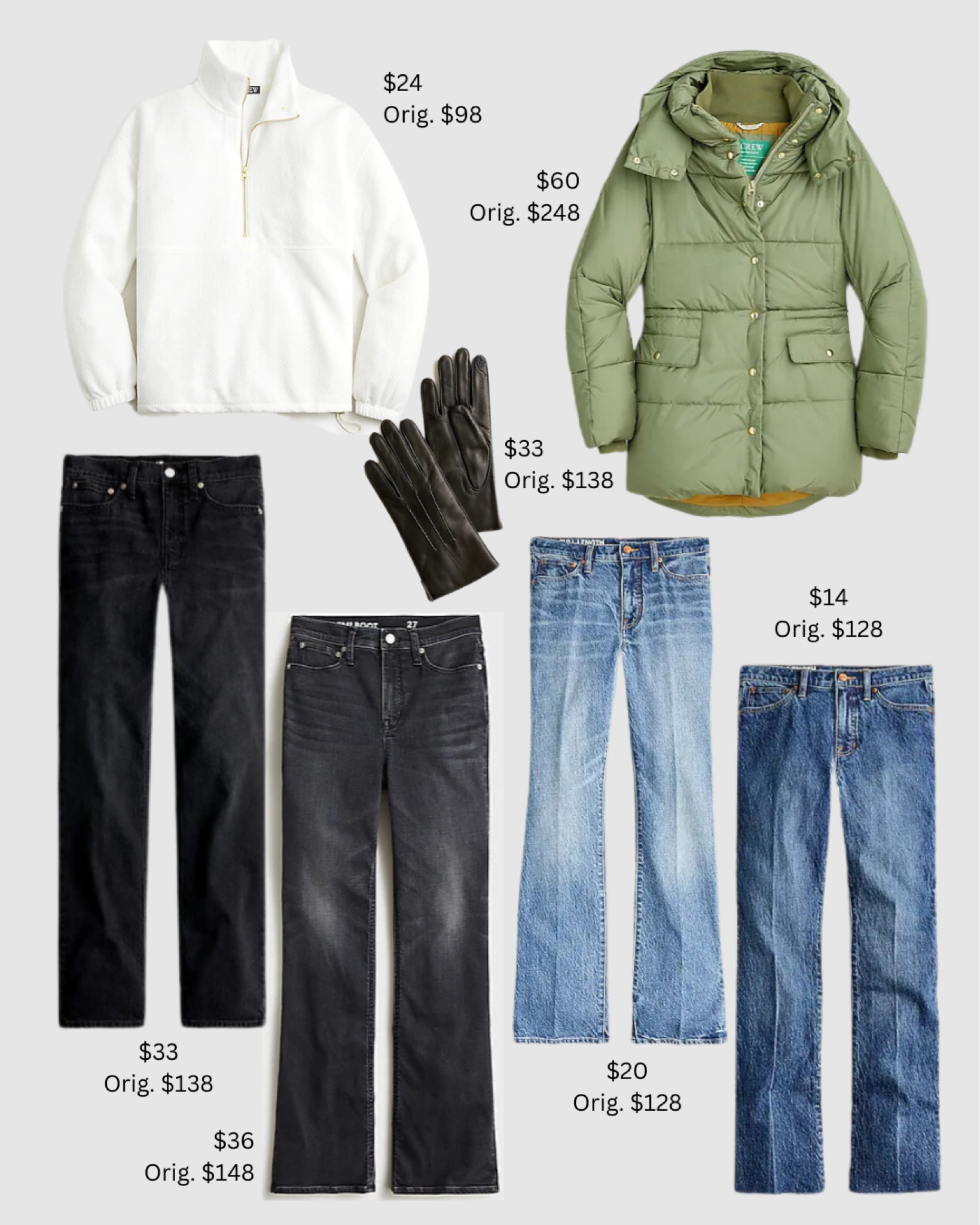 J. Crew Mega Sale! 70% off 3+, 60% off 2, 50% off 1. The prices shown on my graphic here are 70% off the current sale price (buy 3 items) and use code SHOPSALE to apply the above discounts.

Black Italian Leather Touchscreen Gloves for $33 (orig. $138) = an amazing gift idea!!!

#LTKSeasonal #LTKsalealert #LTKGiftGuide