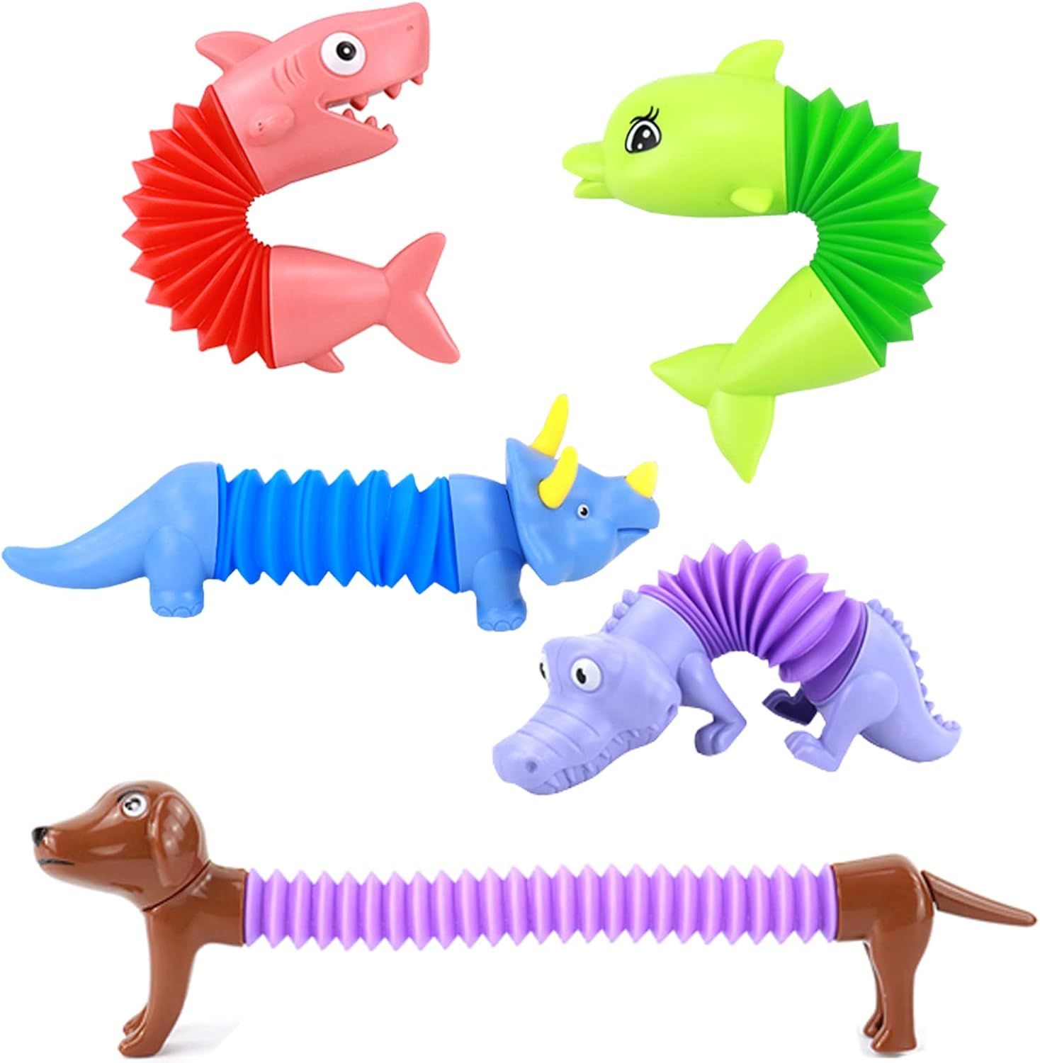 Kryfa Pop Tubes Sensory Toy, Pop Tubes Party Favors for Kids 4-8, 8-12, Mini Pop Tube Animals Din... | Amazon (US)