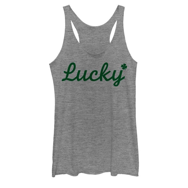 Women's Lost Gods St. Patrick's Day Lucky Cursive Racerback Tank Top | Target