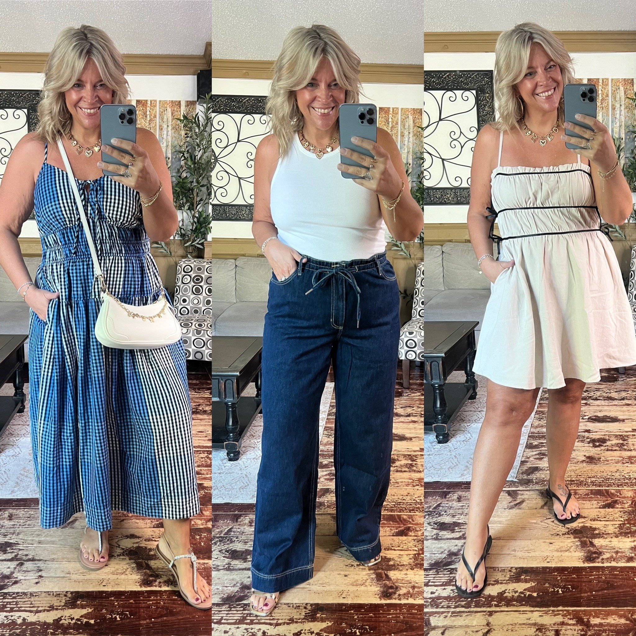Wearing size large in both dresses with pockets, size large in ribbed tank, size 14 in denim (run VERY large- I need to exchange for the 12- SIZE down!!!).

#LTKMidsize #LTKStyleTip #LTKFindsUnder50