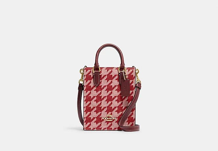 North South Mini Tote With Houndstooth Print | Coach Outlet