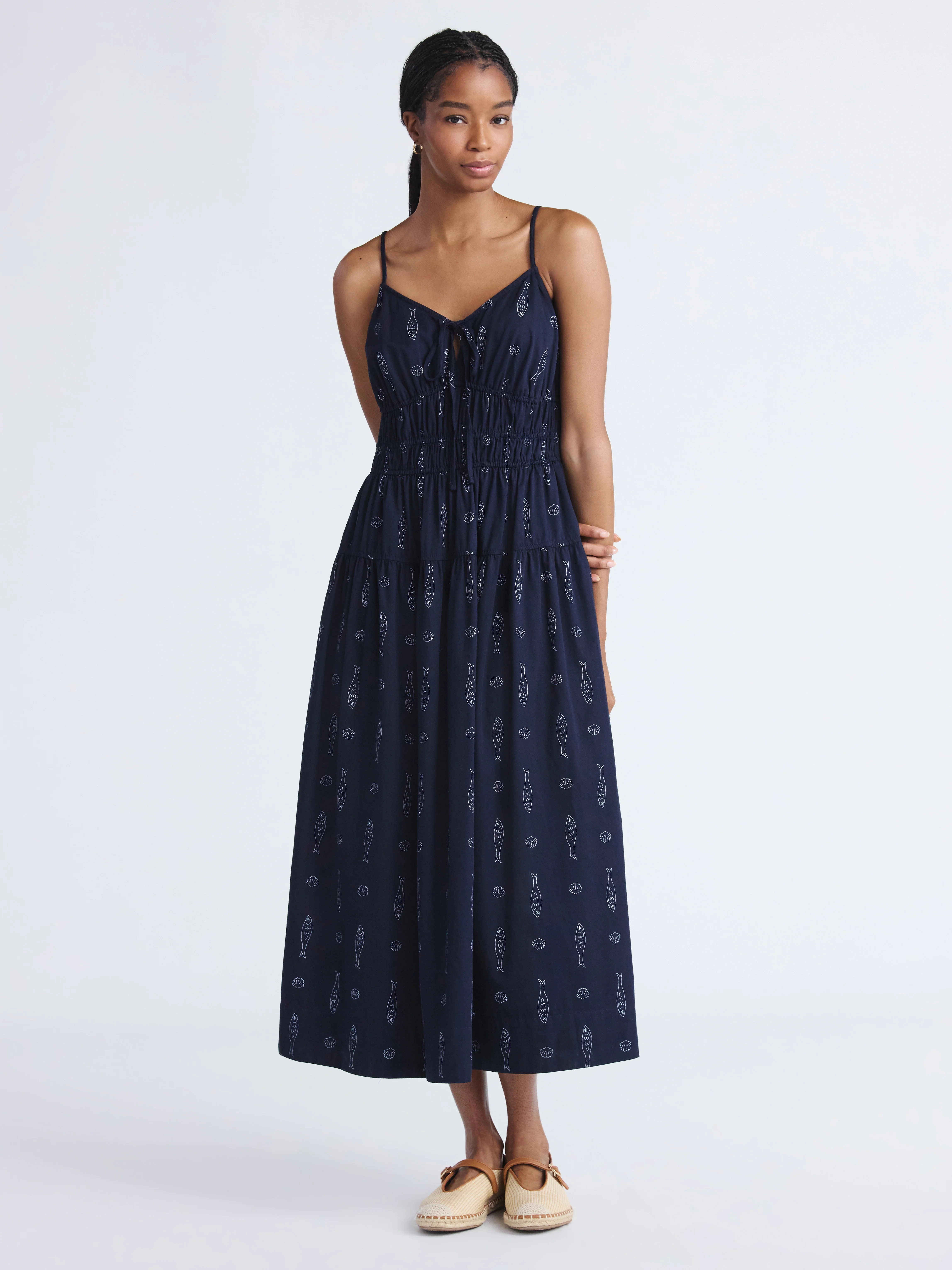 Free Assembly Women's and Women's Plus Smocked Cotton Maxi Dress, Sizes XS-4X | Walmart (US)