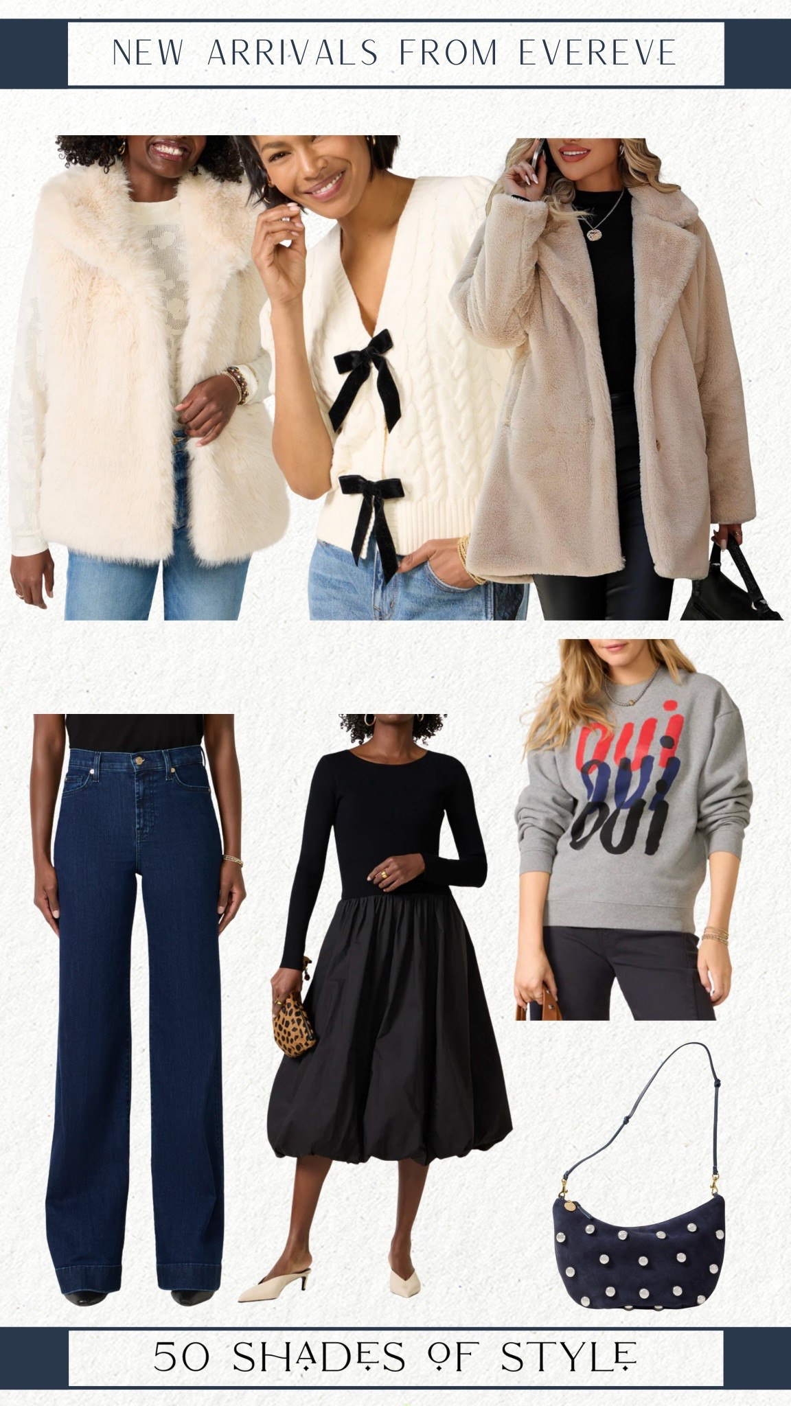 evereve, winter outfit, black dress, wide leg jeans, graphic pullover, bow cardigan 

#LTKOver40 #LTKSeasonal #LTKootd