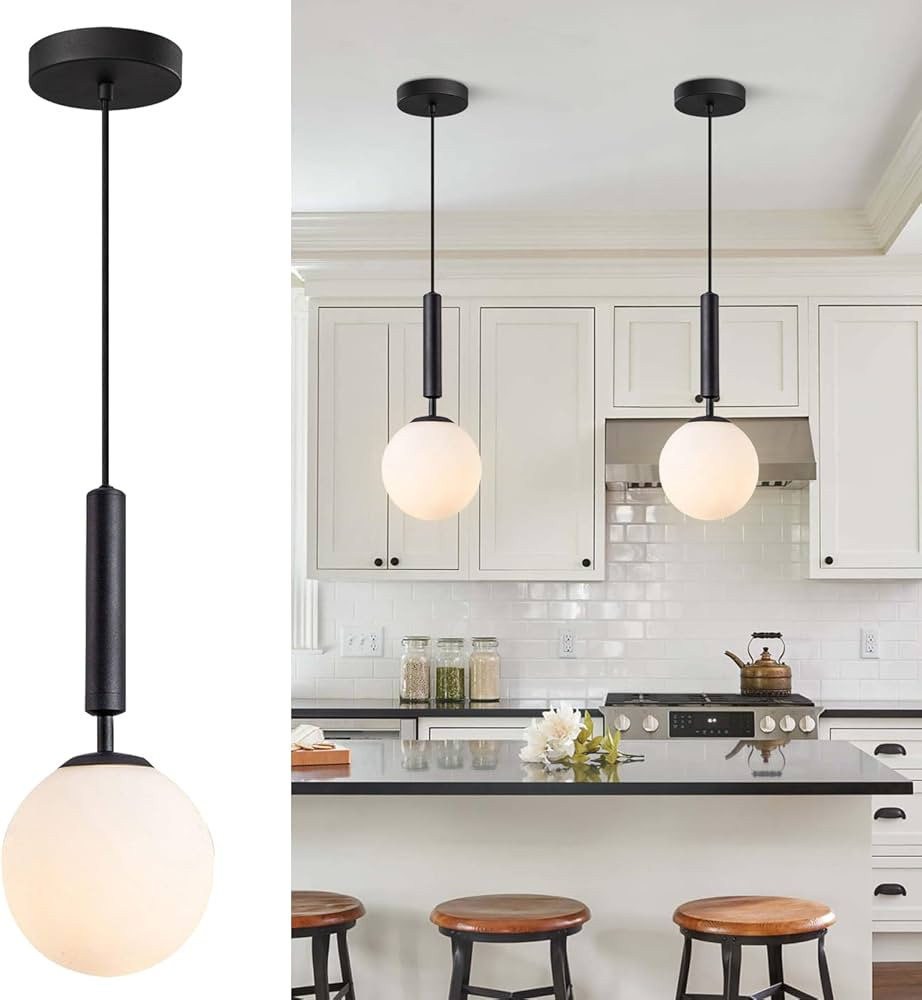 KCO Lighting Black Globe Pendant Light Mid Century Modern Pendant Lights Kitchen Island Industria... | Amazon (US)