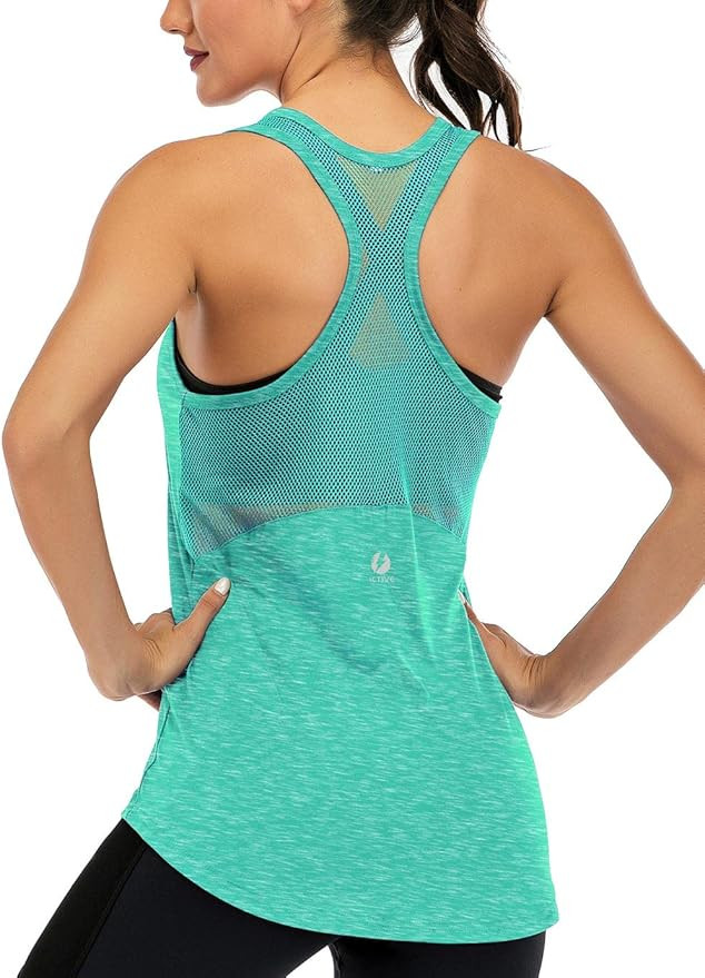 ICTIVE Workout Tank Tops for Women Sleeveless Yoga Tops for Women Mesh Racerback Tank Tops Muscle... | Amazon (US)