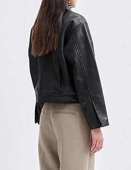 BZB Womens Faux Leather Motorcycle Jacket 2024 Trendy Pockets Bomber Zip Up Cropped Jackets Winte... | Amazon (US)