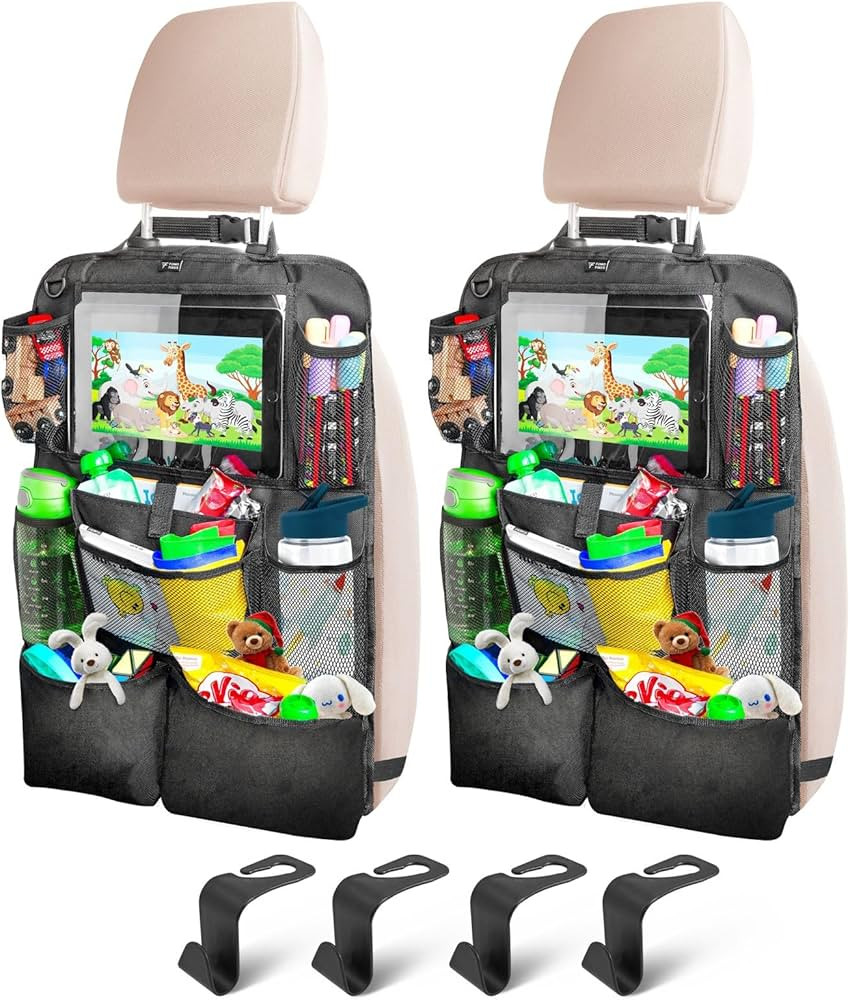 Backseat Car Organizer For Kids, 2Pcs Car Back Seat Organizer with 9 Storage Pockets and 4 FREE H... | Amazon (US)