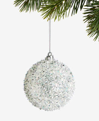 Holiday Lane Iced Delight Glitter Beaded Snowball Ornament, Macy's Exclusive  - Macy's | Macy's