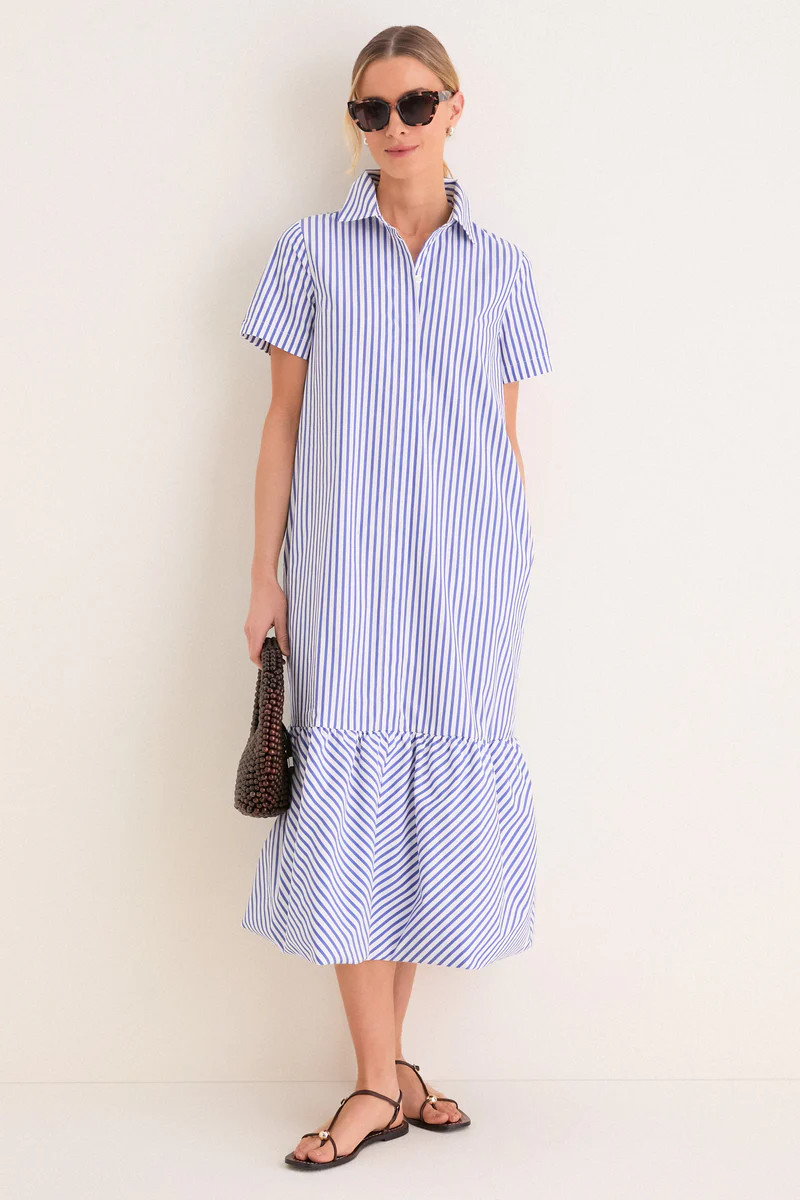 Blue and White Stripe Martine Bubble Maxi Dress | Tuckernuck (US)