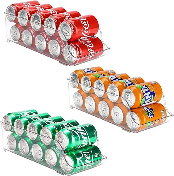 Puricon 3 Pack Refrigerator Organizer Bins Can Dispenser Storage Holder, Soda Beverage Canned Foo... | Amazon (US)