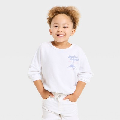 Grayson Mini Toddler Girls' Martha's Vineyard French Terry Pullover Sweatshirt - White 5T | Target