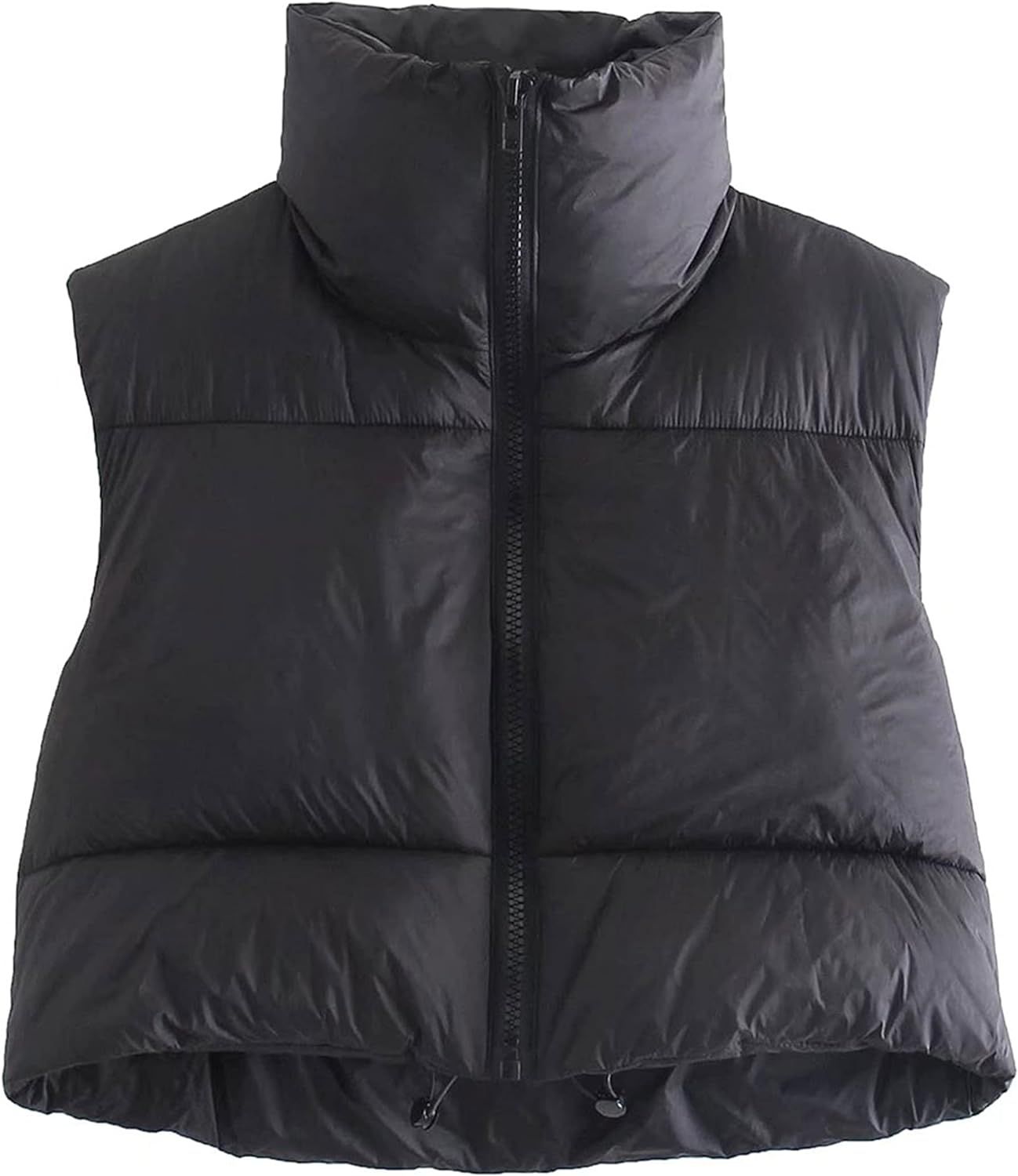 Lianlive Womens Cropped Puffer Vest Brown Black Sleeveless Crop Puffy Gilet | Amazon (US)