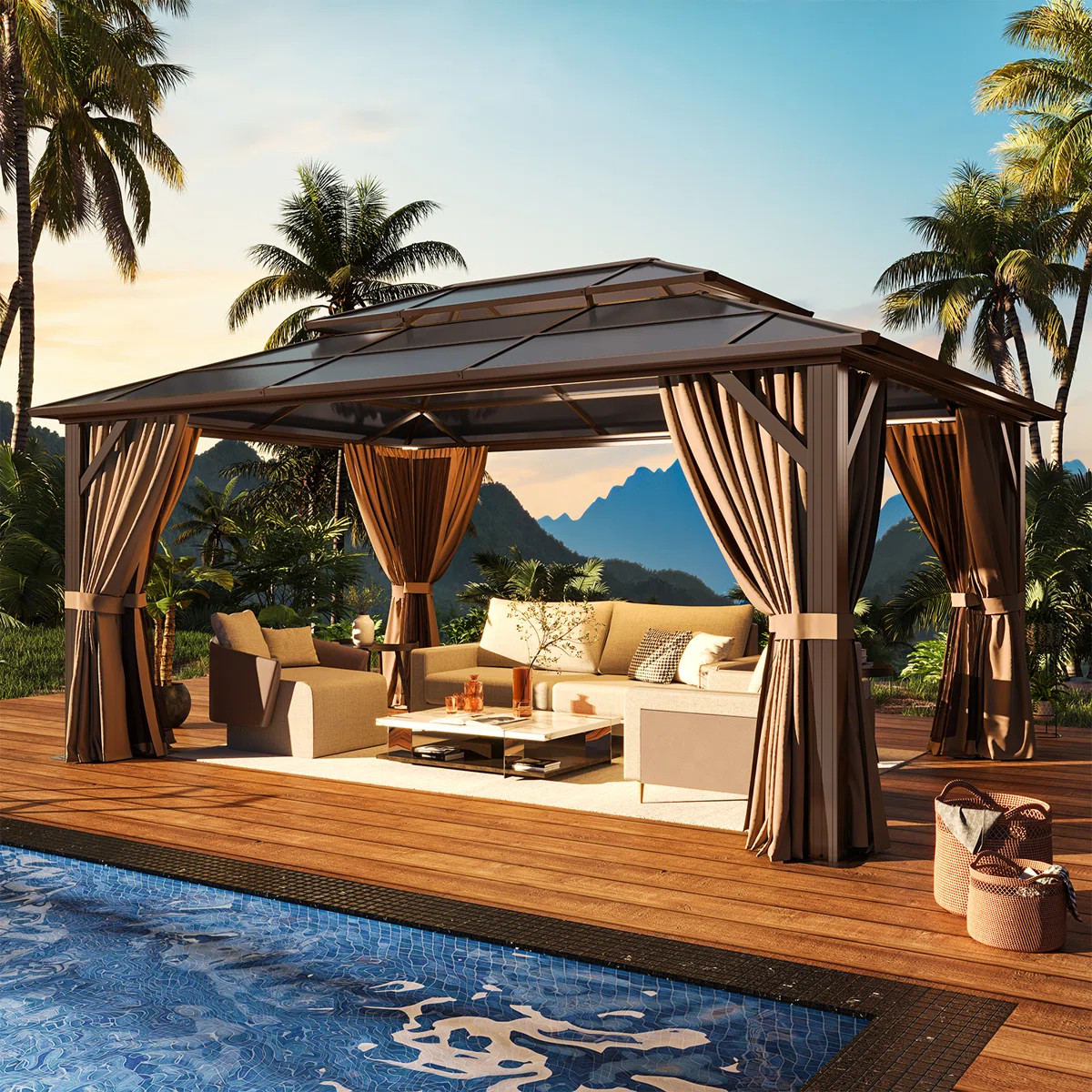 Outdoor Patio Gazebo with Hardtop Double Roof | Wayfair North America