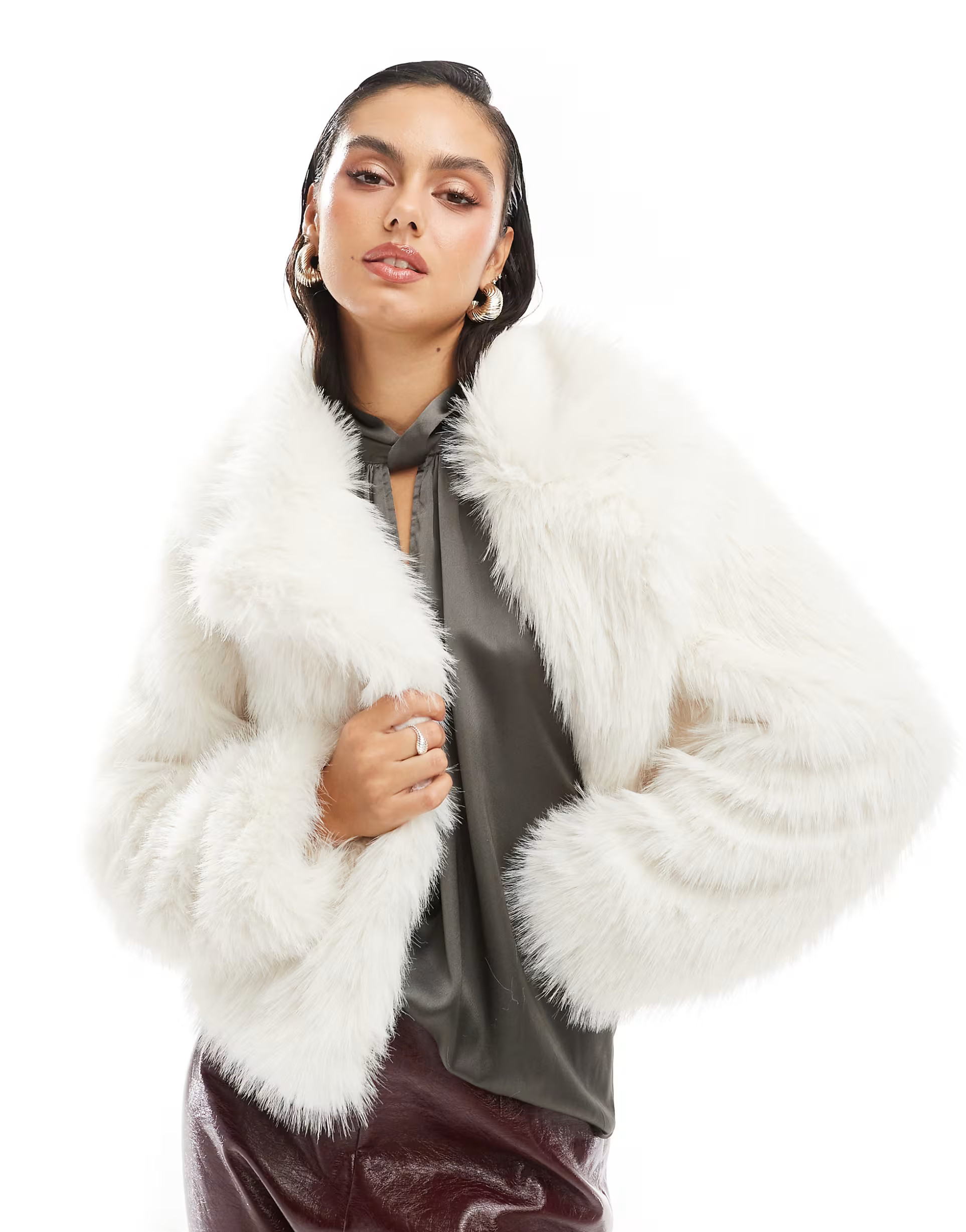 Threadbare faux fur coat in white | ASOS (Global)