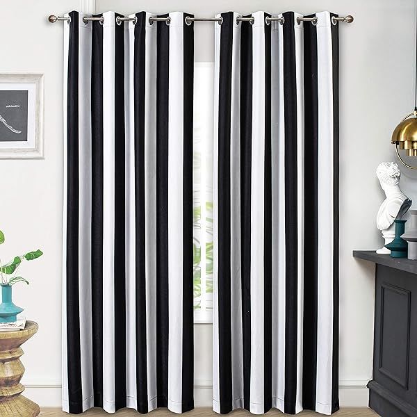 Lush Decor, Black Wilbur Stripe Room Darkening Window Curtain Panel Pair, 95" x 52", 95 in L | Amazon (US)