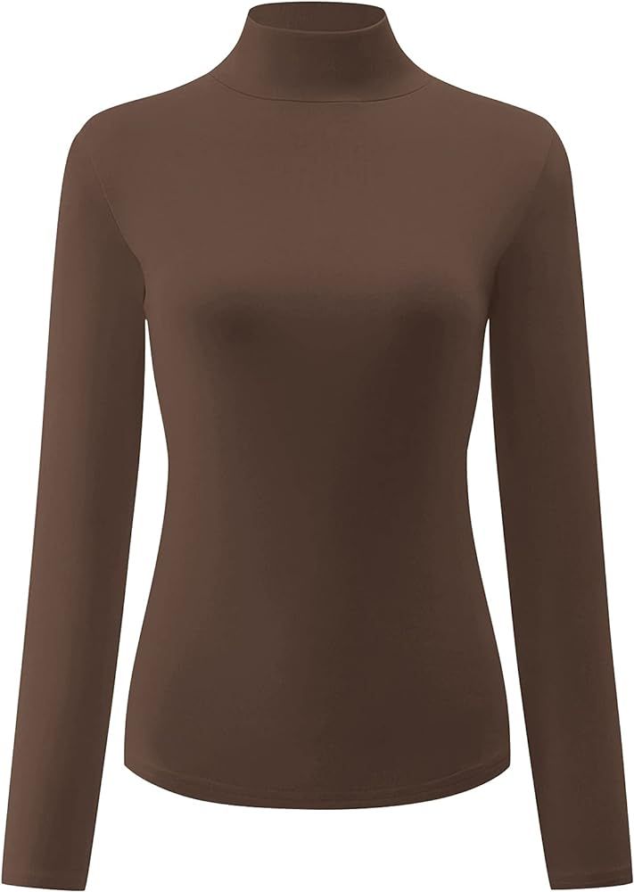 KLOTHO Women’s Slim Fitted Mock Turtleneck Tops Long Sleeve Lightweight Base Layer Shirts | Amazon (US)