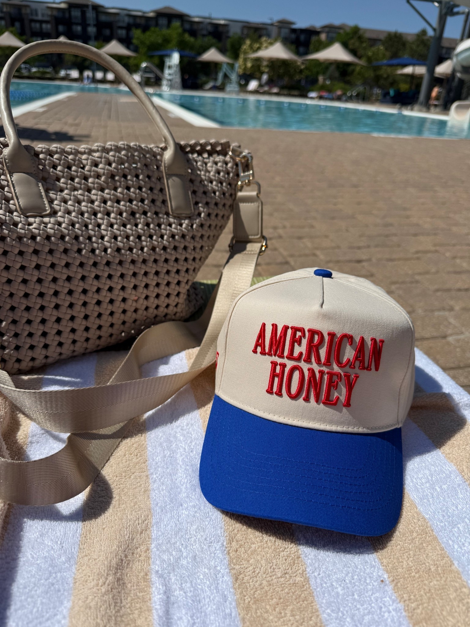 The pool essentials including this American honey trucker hat, woven summer tote and my favorite swimsuit. These are my favorite bottoms because they’re slightly cheeky but still coverage enough for a family pool setting  

#LTKSeasonal #LTKSummerEdit #LTKSwim