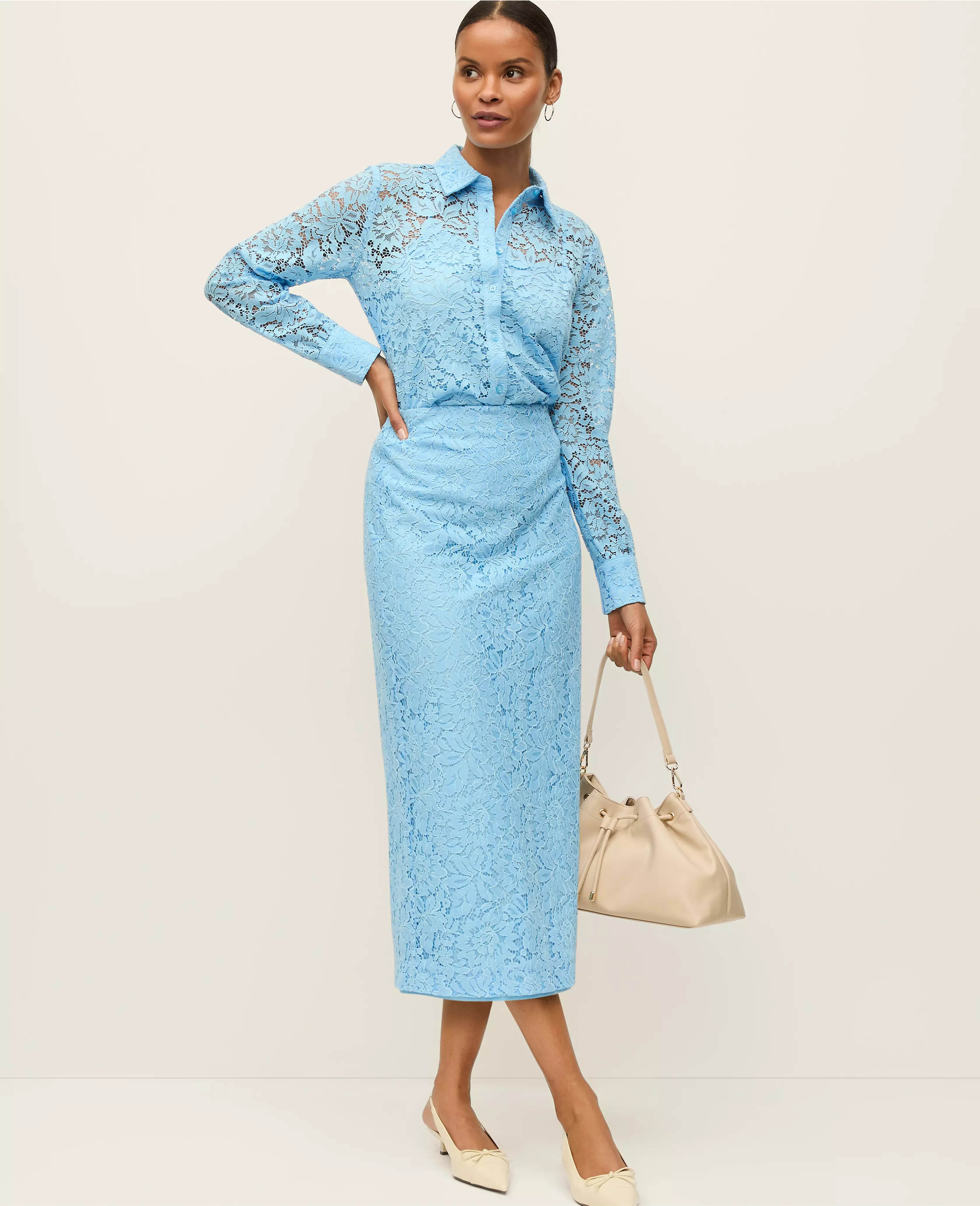 Lace Column Midi Skirt | Ann Taylor