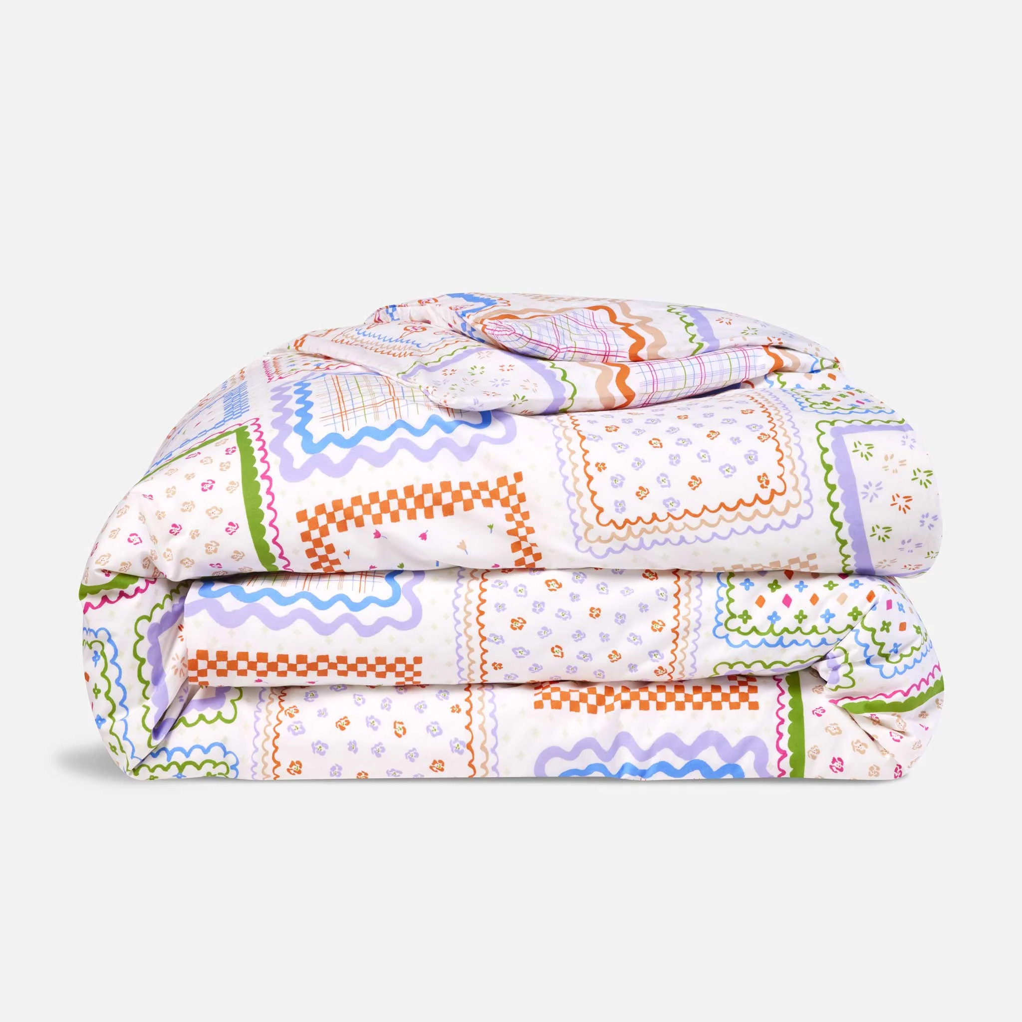 Brooklinen Luxe Sateen Duvet Cover size King/Cali King in Garden Patchwork | Brooklinen