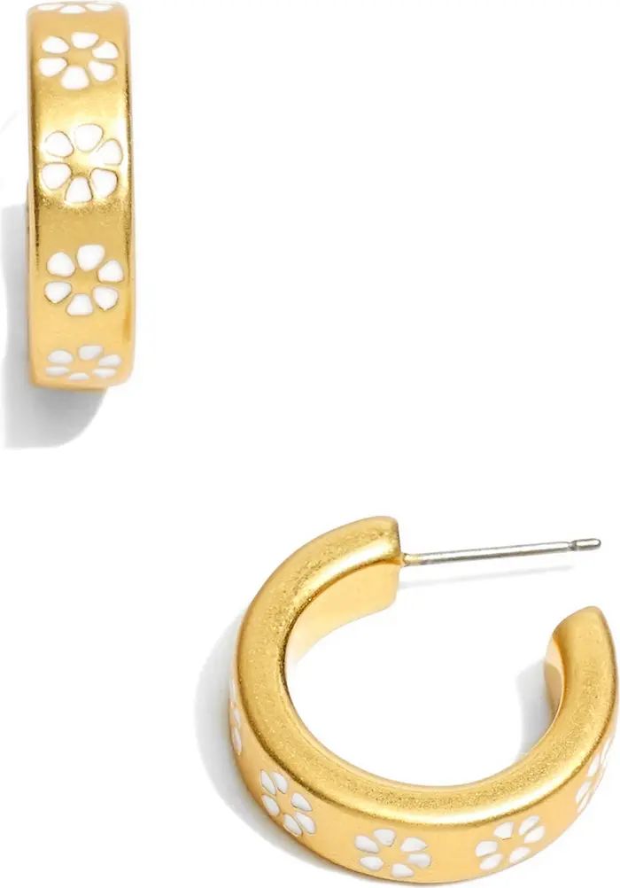 Madewell Retro Daisy Enamel Small Hoop Earrings | Nordstrom | Nordstrom