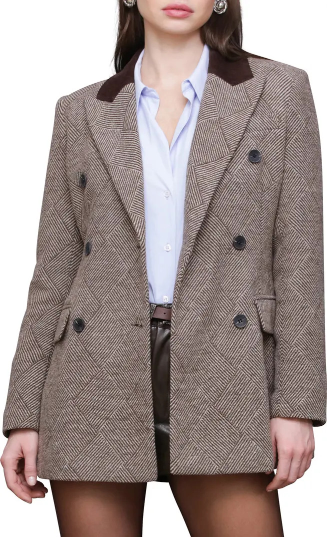 Avec Les Filles Basket Weave Doubled Breasted Hourglass Blazer | Nordstrom | Nordstrom