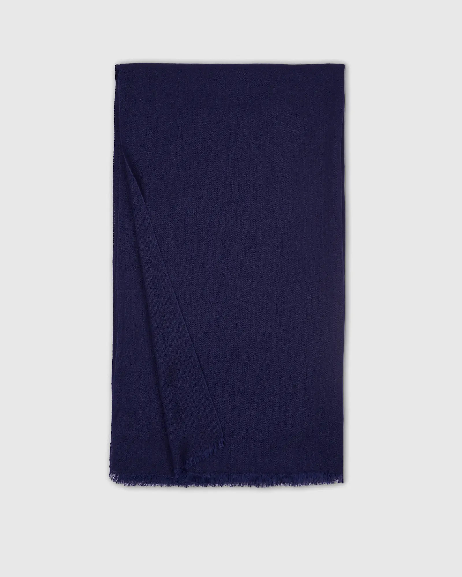 Featherweight Cashmere Silk Frayed Edge Scarf in Navy | Quince