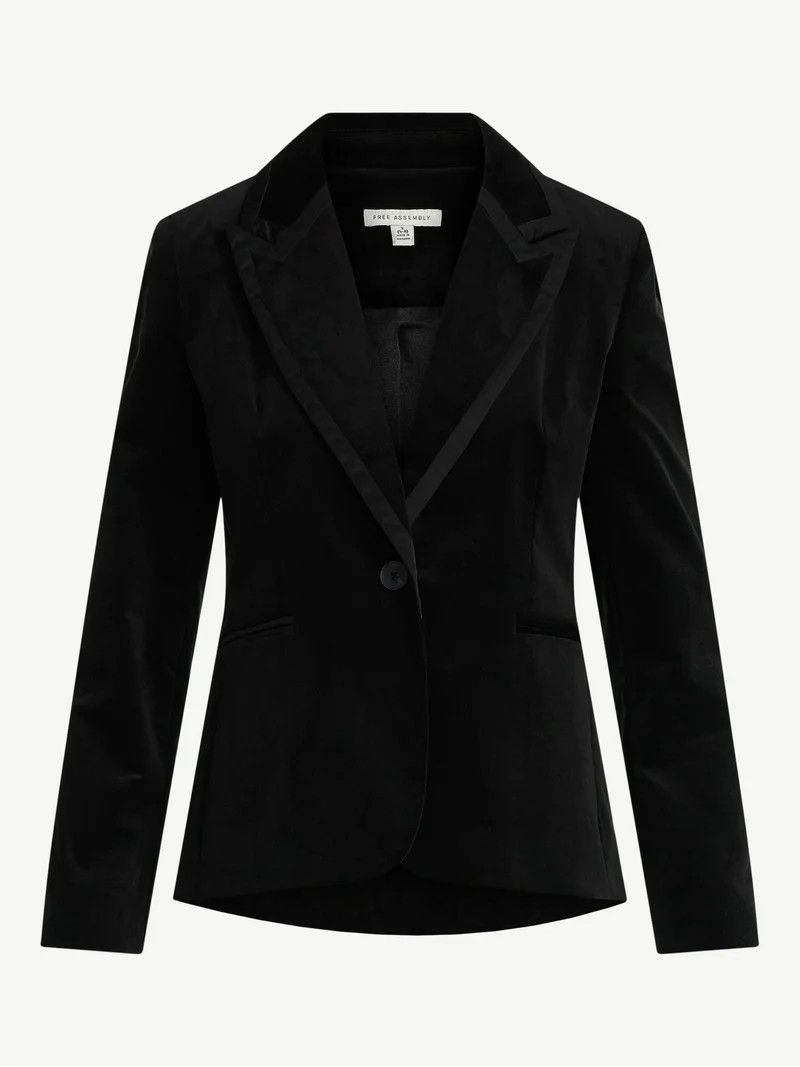 Free Assembly Women's Single Breasted Velvet Blazer, Sizes XS-XXL | Walmart (US)