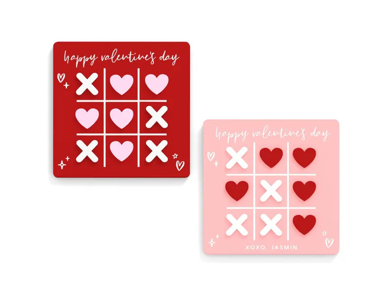 Valentine's Day Tic Tac Toe Game, Custom Classroom Gift, Valentine Basket, Non-candy Valentine's ... | Etsy (US)