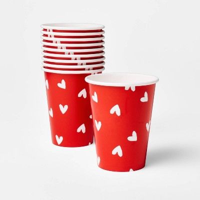 10ct 9oz Disposable Valentine Cups Red Hearts - Spritz™ | Target
