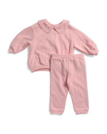 Infant Girls 2pc Collared Sweatshirt And Sweatpants Set | TJ Maxx