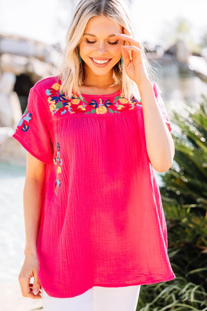 Another Trip Taken Fuchsia Pink Embroidered Top | The Mint Julep Boutique