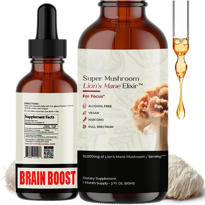 Auri Lion’s Mane Liquid Elixir - Brain Supplements for Memory and Focus with Functional Mushroo... | Amazon (US)