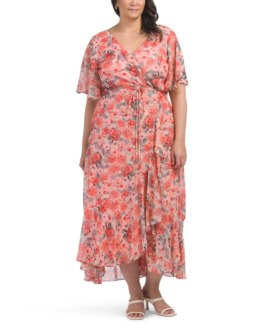 Plus Chiffon Ruffle Front Dress | TJ Maxx