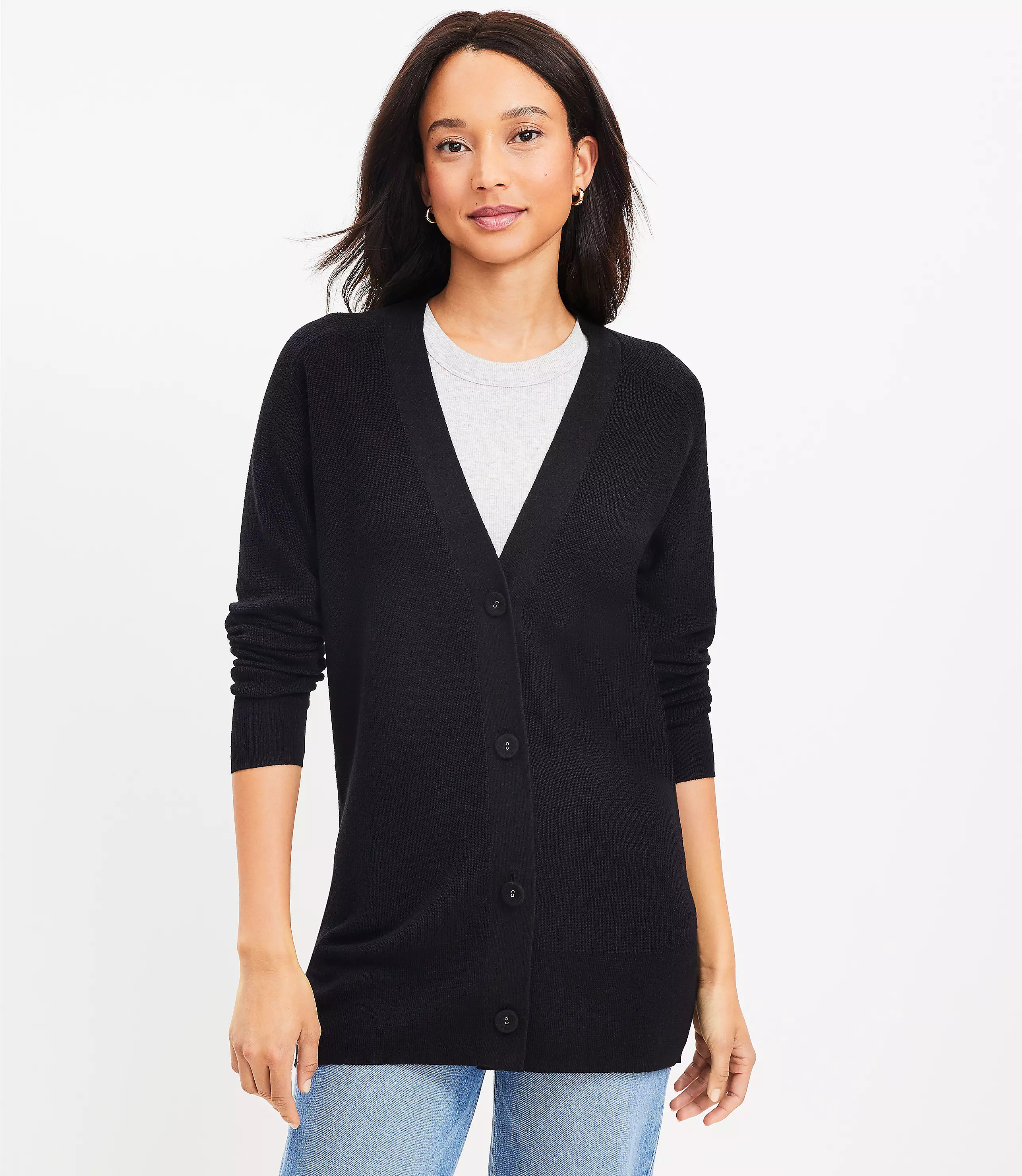 Relaxed Linen Blend V-Neck Cardigan | LOFT