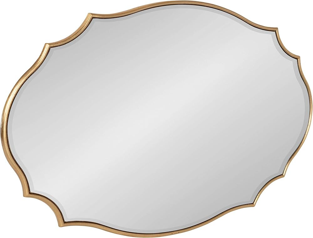 Kate and Laurel Leanna Scalloped Oval Wall Mirror, 24" x 36", Gold Leaf, Chic Modern Glam Wall Ac... | Amazon (US)
