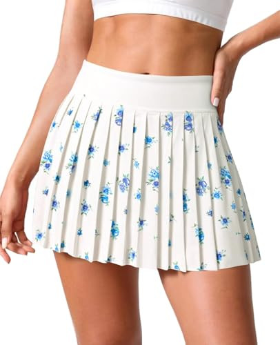 Fisoew Womens Floral Print Pleated Tennis Skirt High Waist Workout Athletic Mini Skirts with Pock... | Amazon (US)