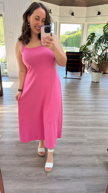 If you are looking for a pop of pink, this dress from Old Navy might do the trick! It is a super stretchy rib knit fabric. I do find it shows any lumps + bumps underneath, but I love the colour 🥹

#LTKSeasonal #LTKFindsUnder50 #LTKMidsize