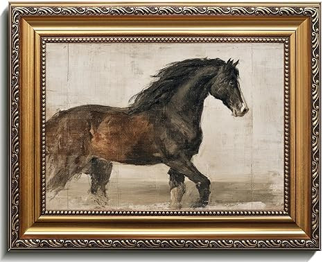 Vintage Gold Framed Horse Wall Art Print Horse Pictures Wall Decor, Rustic Equestrian Painting Ho... | Amazon (US)