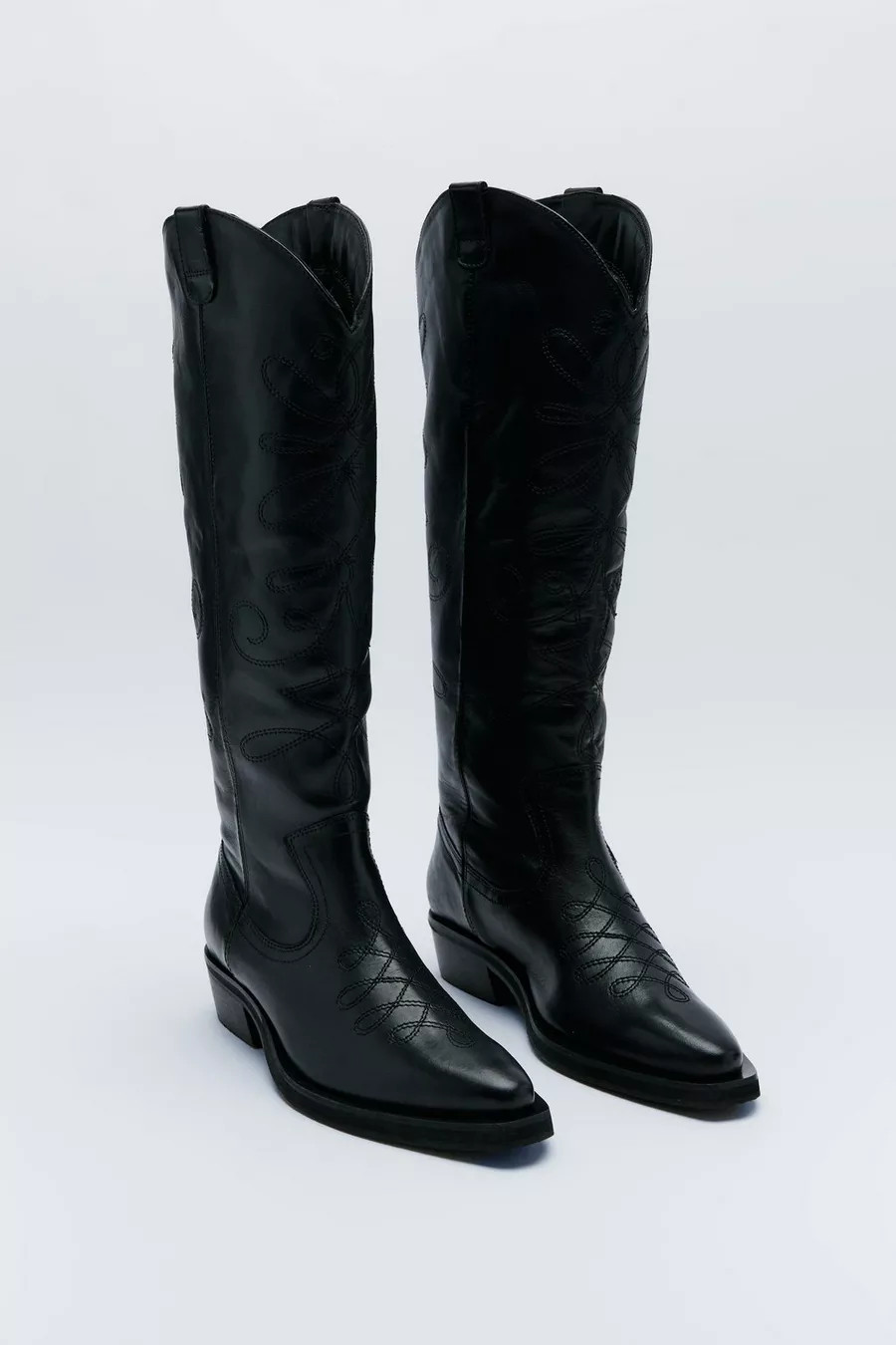 Real Leather Stitched Western Boots | Nasty Gal (US)